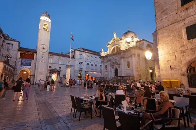 Church of Saint Blaise in the evening, Luza square, Dubrovnik, Dubrovnik-Neretva county, Dalmatia, Croatia