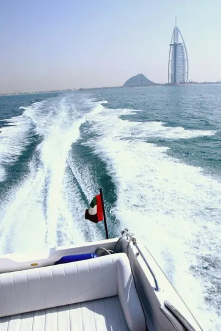 Speed boat in front of the Dubai coast, Dubai, United Arab Emirates, UAE