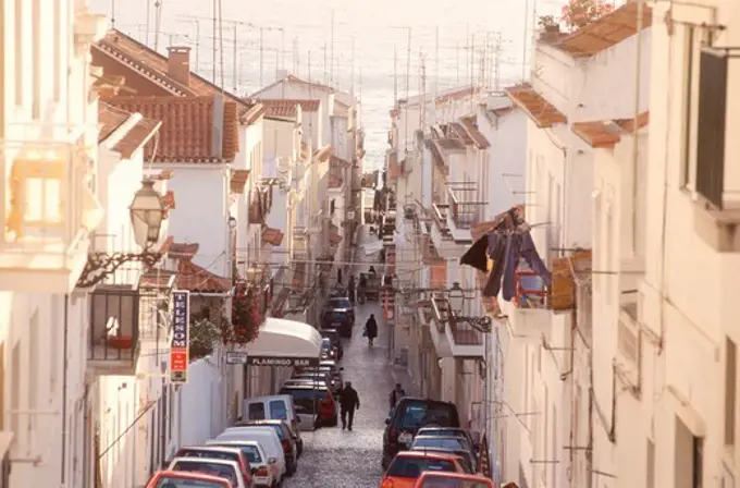 Alleyway to the beach, Nazare, Portugal