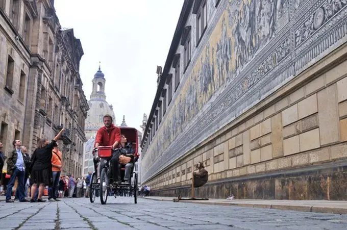 Tourists on Augustus street, Dresden, Saxony, Germany, Europe