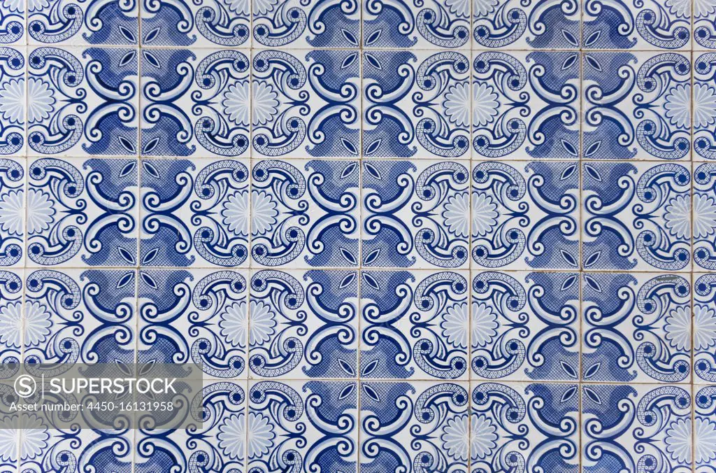 Vintage blue tiles, Algarve, Portugal