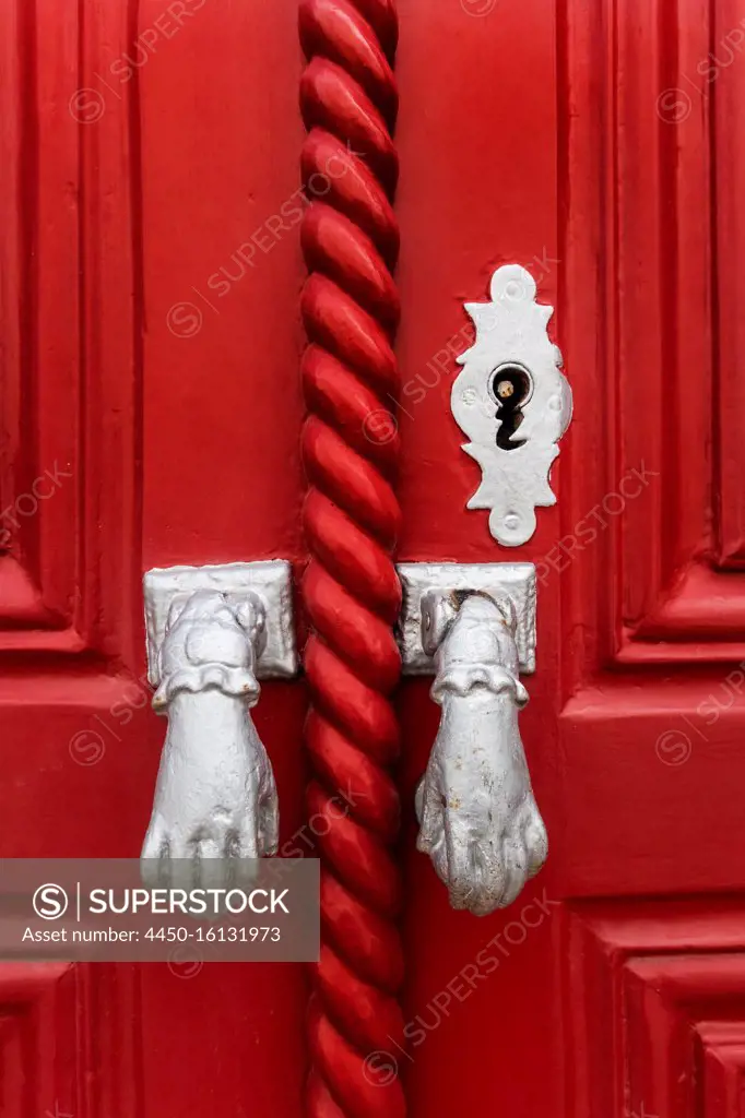 Door knockers in the form of hands, Algarve, Portugal