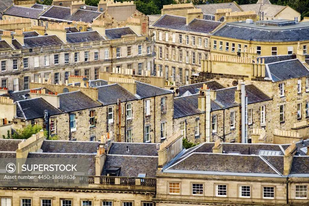 Tenement stone buildings in Edinburgh.