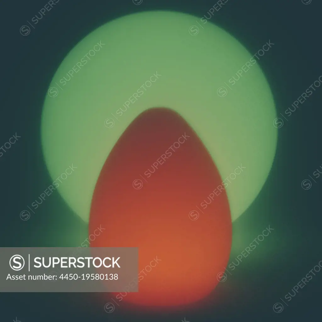 Glowing oval shaped orb, spherical orb in background, overlapping shapes.