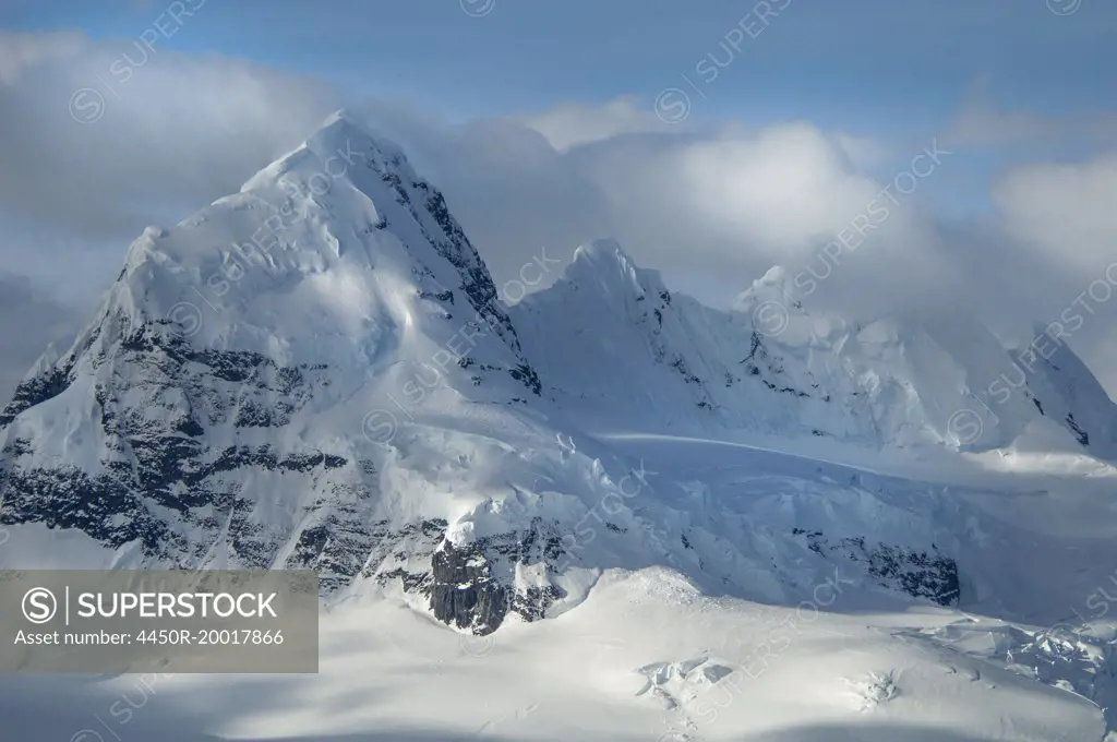 The mountainous landscape of Antarctica.