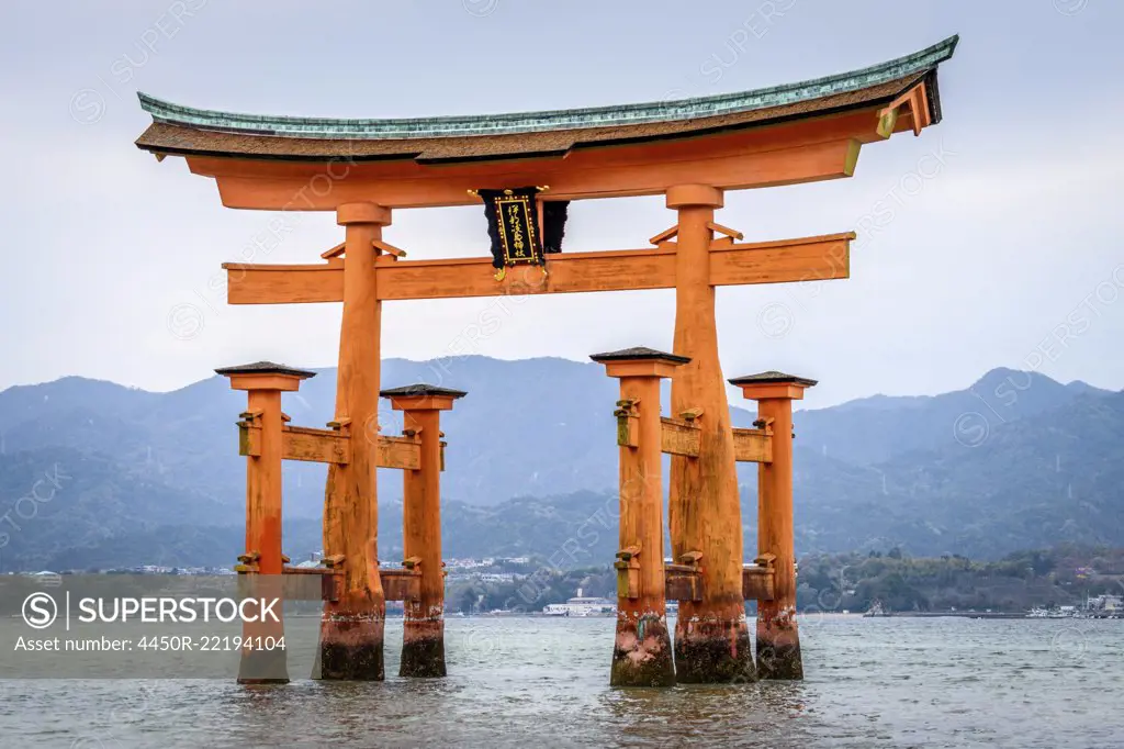 Itsukushima Shrine, a Shinto shrine on the island of Itsukushima, Miyajima, Japan.