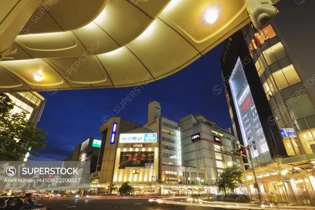 Downtown Street View at Dusk