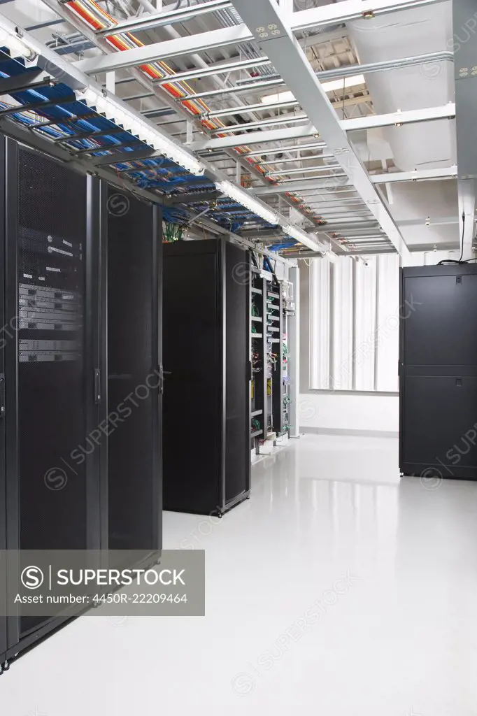 Computer servers in server room