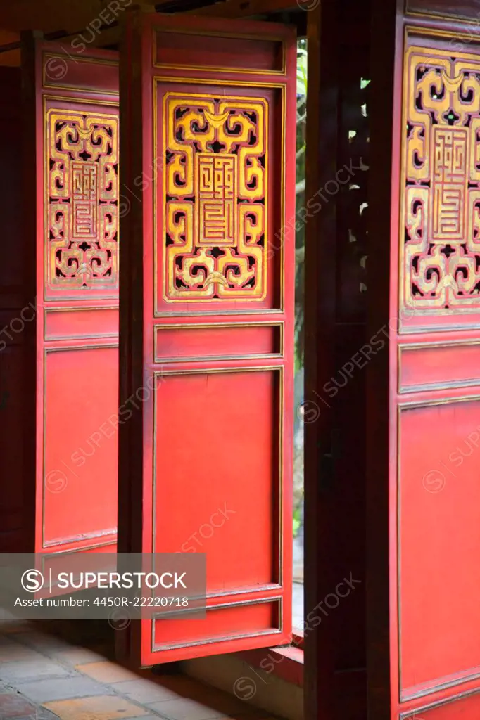 Doors at Ngoc Son Temple, Hanoi, Vietnam