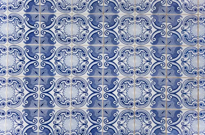 Vintage blue tiles, Algarve, Portugal