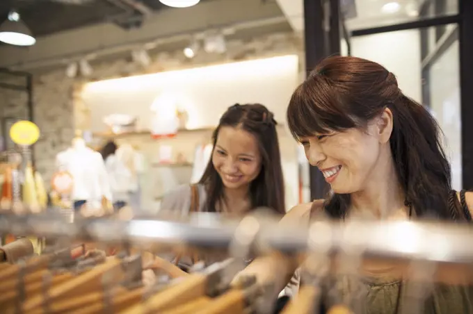 Mother and daughter on a shopping trip.