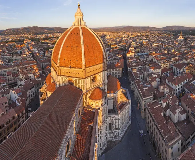 High angle view of the Duomo Santa Maria del Fiore and skyline, Florence,Italy.