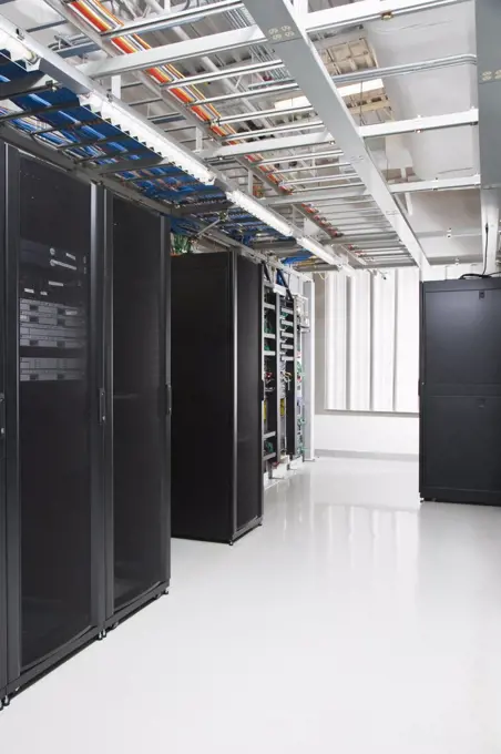 Computer servers in server room