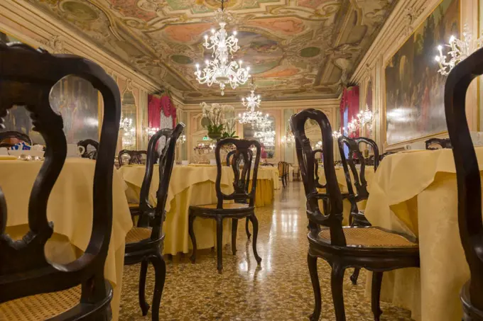 Luxury Restaurant in Hotel Luna Baglioni in Venice, Italy.