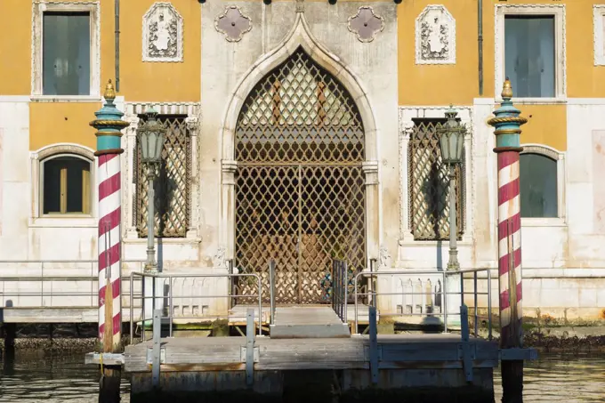 Elegant Entrance Door to an an Old Building in Venice, Italy.