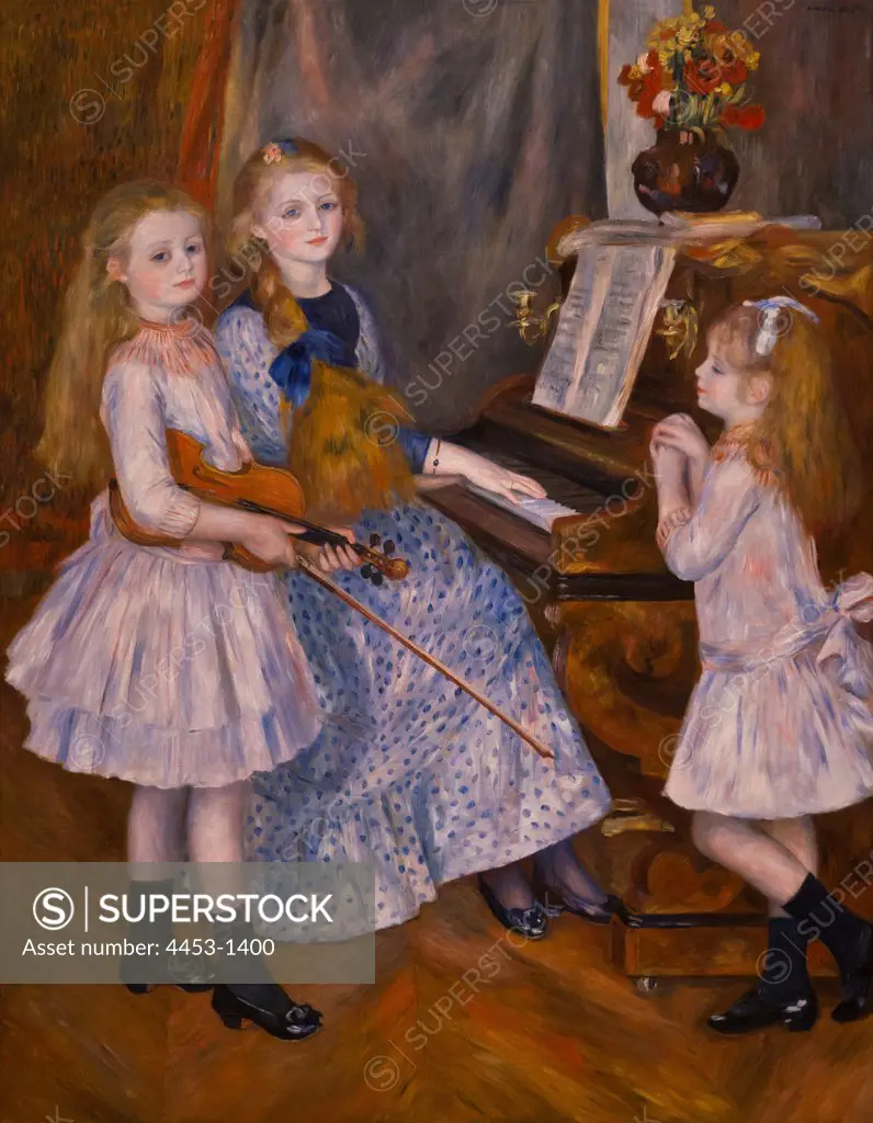 Auguste Renoir; French; Limoges 1841-1919 Cagnes-sur-Mer; The Daughters of Catulle Mendes; Huguette; (1871-1964); Claudine (1876-1937); and Helyorme (1879-1955); 1888; Oil on canvas.