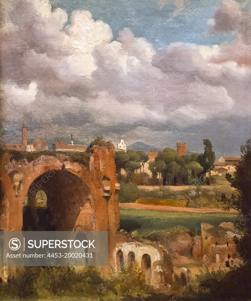 View of Basilica of Constantine from Palatine by Charles Remond; oil on paper laid down on canvas; circa 1822 - 25