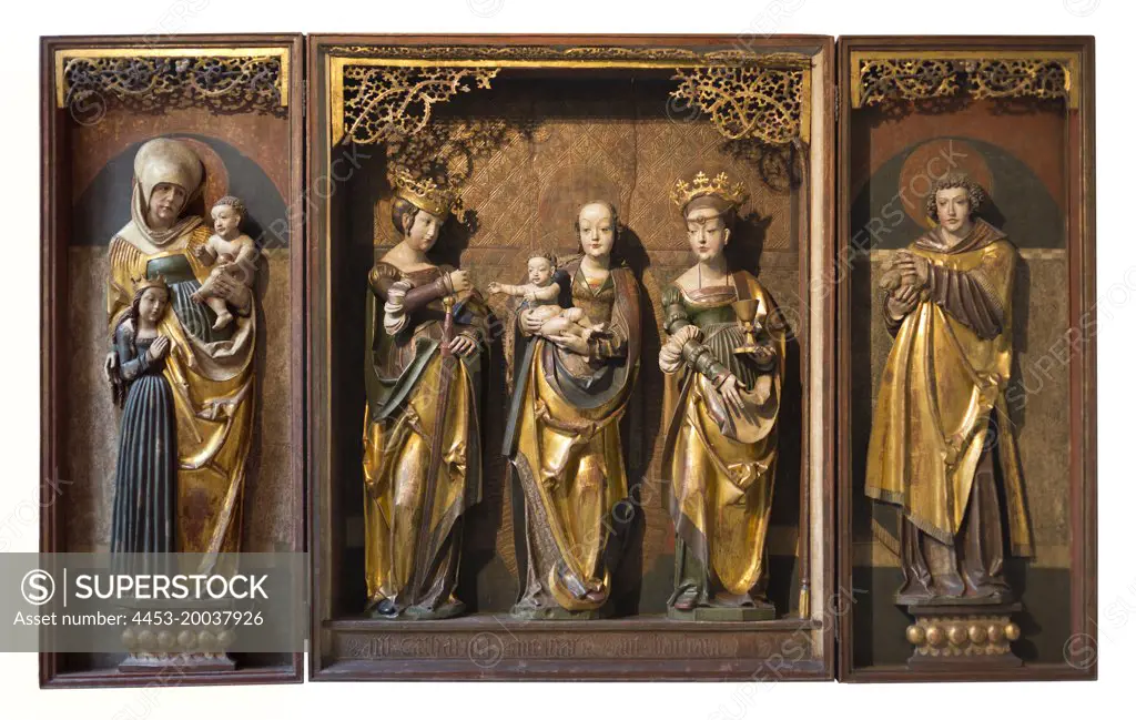 1520; Winged Altarpiece with the Virgin and Child; St. Anne and other Saints Figuren aus Lindenholz; alte version