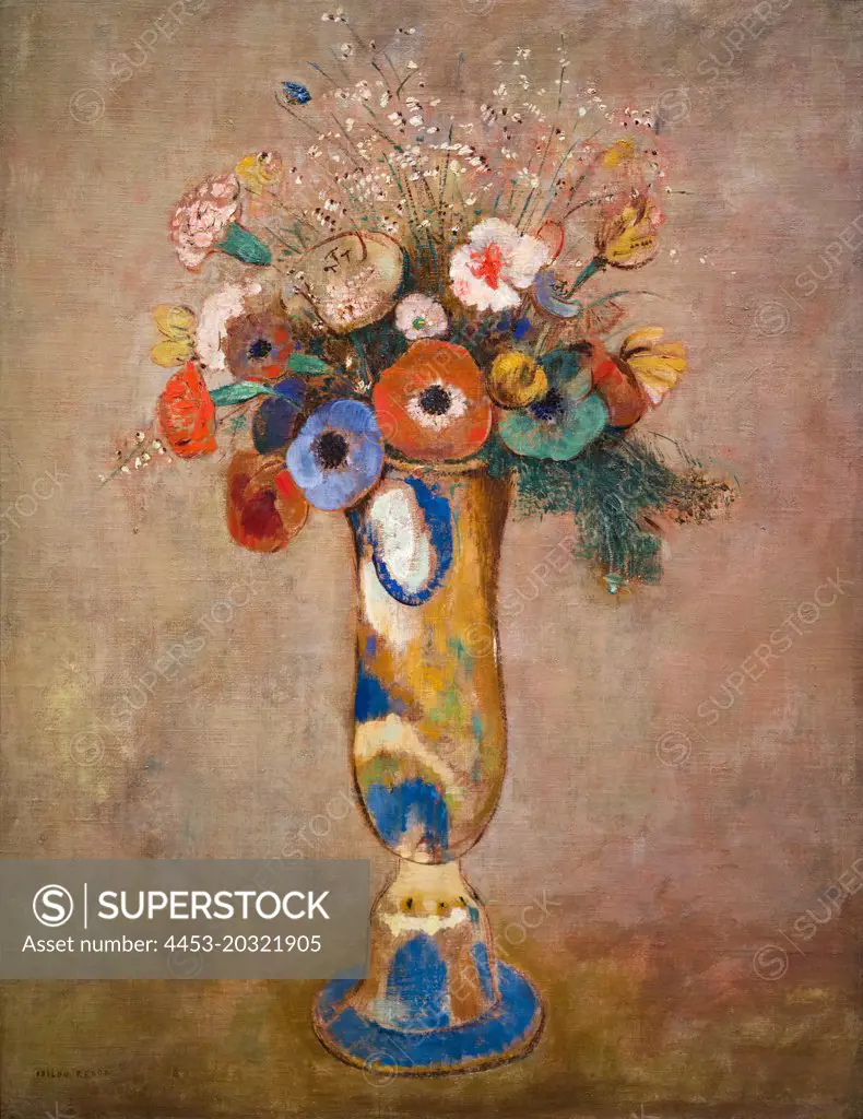 Wildflowers in a Long Neck Vase c. 1912 Oil on canvas Odilon Redon; French; 1840-1916