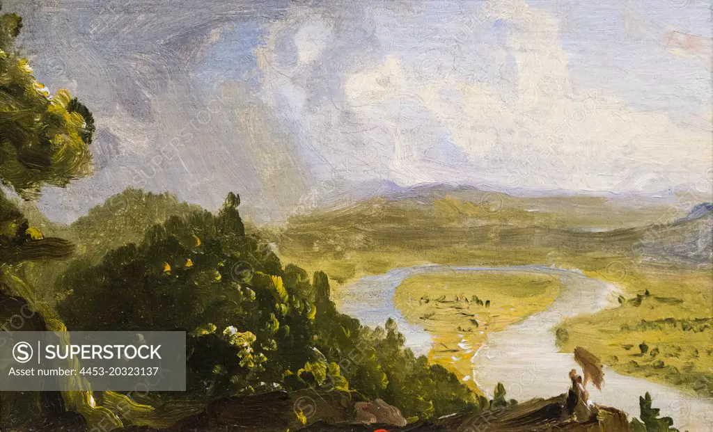 Study for View from Mount Holyoke; Northampton; Massachusetts; after a Thunderstorm The Oxbow 1836 Oil and graphite on composite Thomas Cole; American (1801-1848)