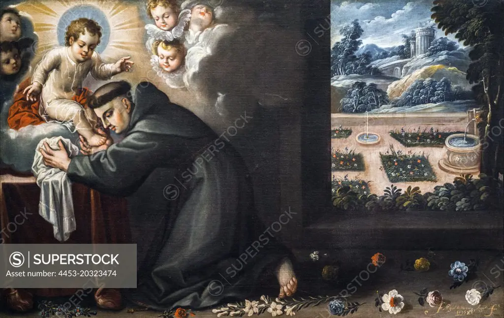 Saint Anthony in Prayer before the Christ Child 1725 Oil on canvas Fray Miguel de Herrera Mexican Active c. 1725 to after 1753