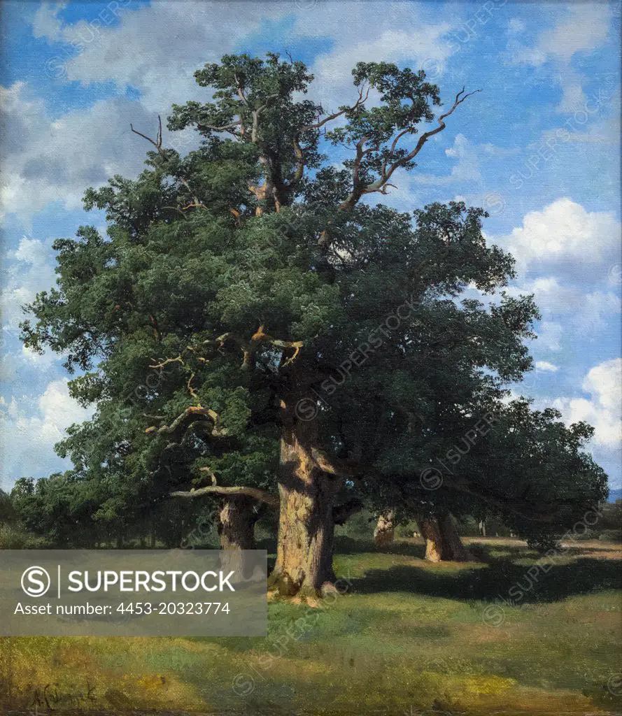 Oak Trees 1854 Oil on canvas by Andre Calame