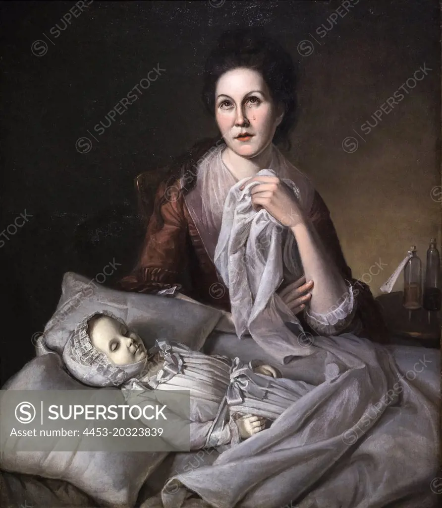 "Mrs. Peale Lamenting the Death of Her Child (Rachel Weeping) 1772 enlarged 1776; repainted 1818 Oil on canvas by Charles Willson Peale, American, 1741 - 1827"