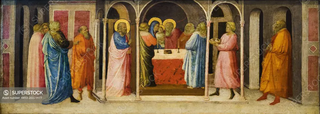 Predella panels showing the Marriage of the Virgin and the Return of the Virgin to her parents House c. 1455 Tempera and tooled gold on panels