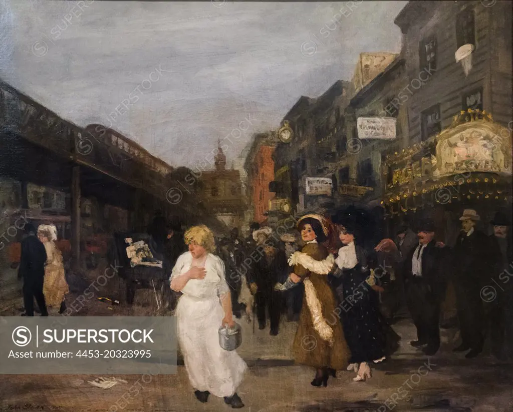 "Sixth Avenue and Thirtieth Street; New York City 1907 Oil on canvas by John Sloan, American, 1871 - 1951"