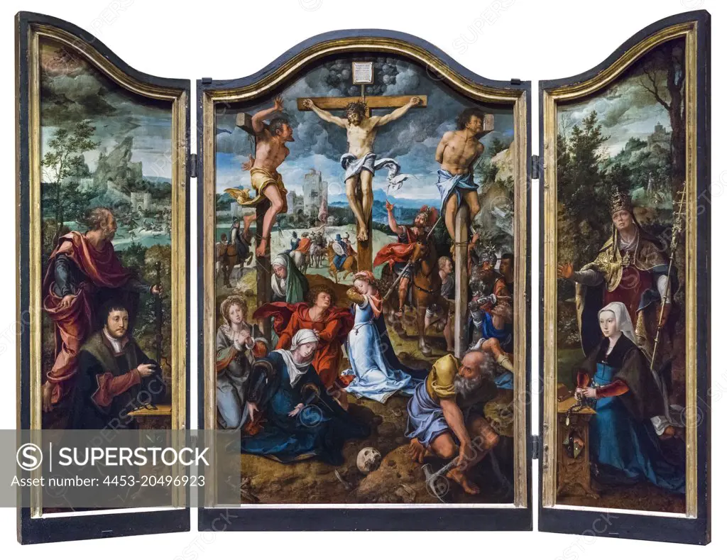 Triptych: Crucifixion; 1500s; Oil on oak panels Pieter Coecke van Aelst; Flemish; 1502-50