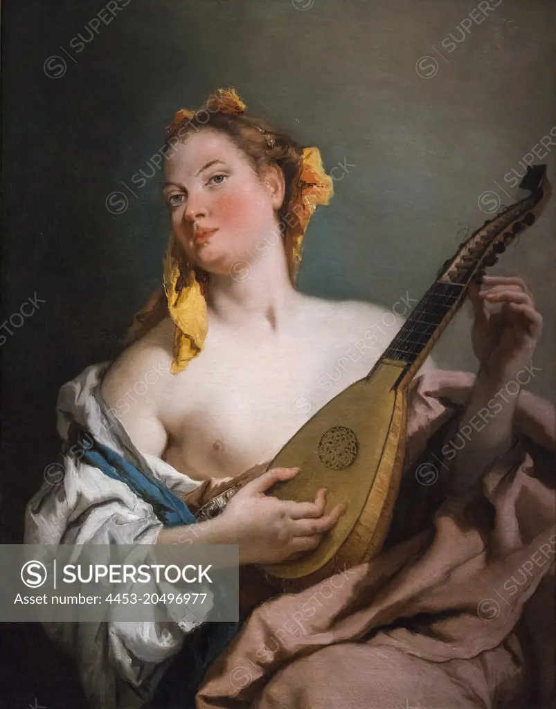 Woman with a Mandolin; About 1755-60; Oil on canvas Giovanni Battista Tiepolo; Italian; 1696-1770