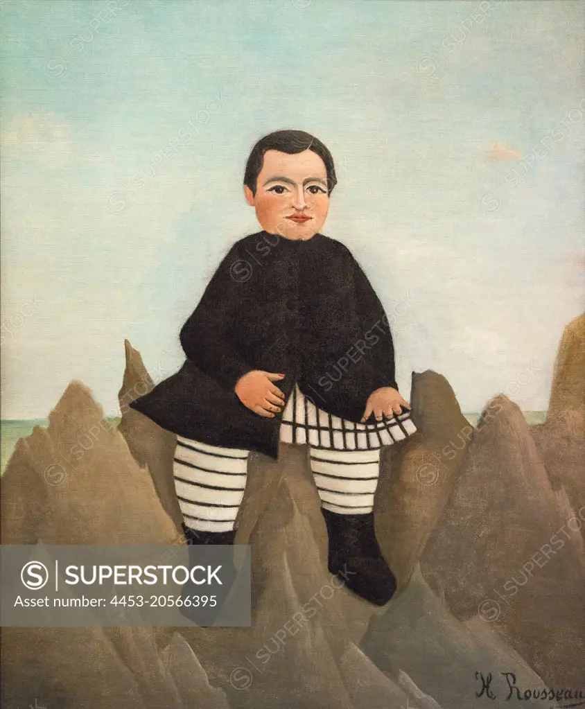 Boy on the Rocks oil on linen; 1895/1897 Henri Rousseau; French; 1844 - 1910