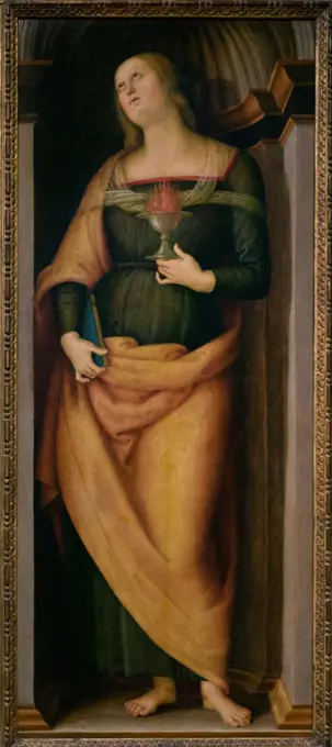 Perugino (Pietro di Cristoforo Vannucci); Italian; Citta della Pieve; 1469 - 1523; Fonugnano; Saint Lucy; Saint John the Baptist; Oil on wood.