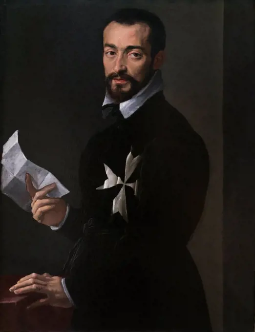 Portrait of Knight of Malta by Attributed to Mirabello Cavalori ( Salincorno 1535-1572 Florence ) Oil on canvas.