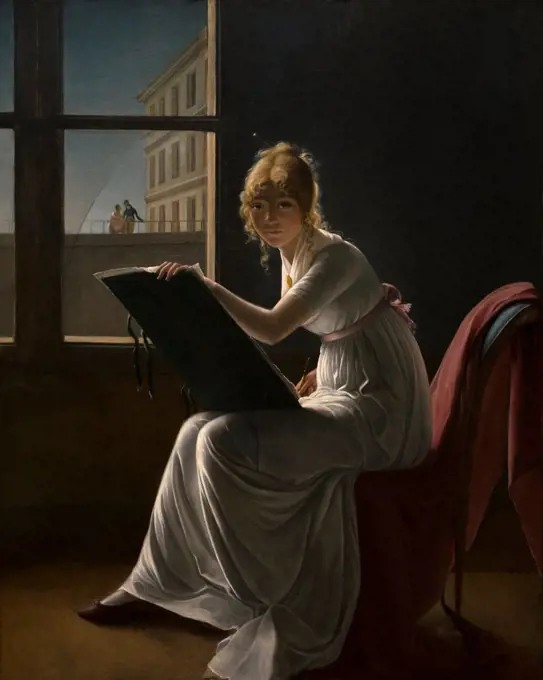 Young Woman Drawing by Marie Denise Villers (Paris 1774-1821 Paris) Oil on canvas.