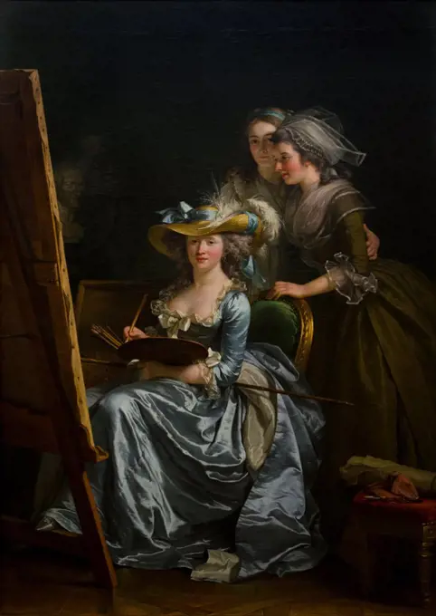 Adelaide Labille-Guiard; French; Paris 1749-1803 Paris; Self-Portrait with Two Pupils; Marie Gabrielle; Capet (1761-1818) and Marie Marguerite; Carreaux de Rosemond (died 1788); 1785; Oil on canvas.