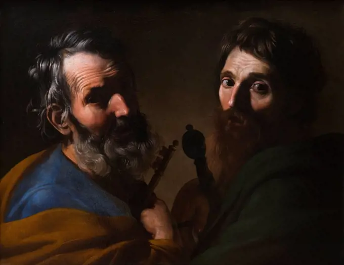 Bartolomeo Manfredi; Italian; Ostiano 1582-1622 Rome; Saints Peter and Paul; ca 1610; Oil on canvas.