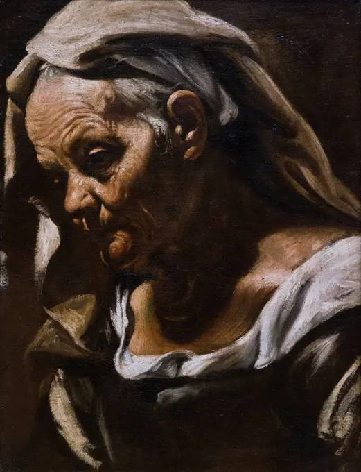 Orazio Borgianni; Italian; Rome 1578-1616 Rome; Head of an Old Woman; after 1610; Oil on canvas.