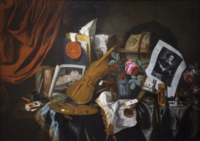 Vanitas by Jacaues de Claeuw (Jacques Grief); Oil on canvas; 1677