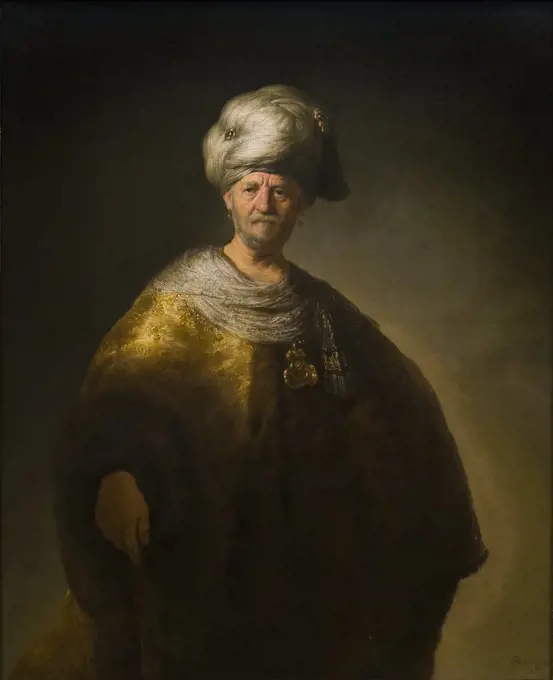 "Man in oriental costonee ("" Noble Slav"") by Rembrandt (Rembrandt van Rijn; 1606 - 1669); oil on canvas; 1632"