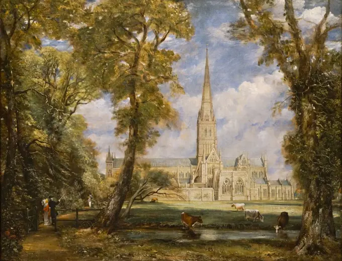 Salisbury Cathedral from Bishop's Grounds by John Constable (1776 - 1837); Oil on canvas; Circa 1825