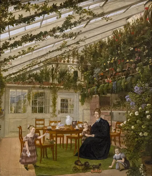 Family of Mr. Westphal in Conservatory by Eduard Gaertner (1801 - 1877); Oil on canvas; 1836