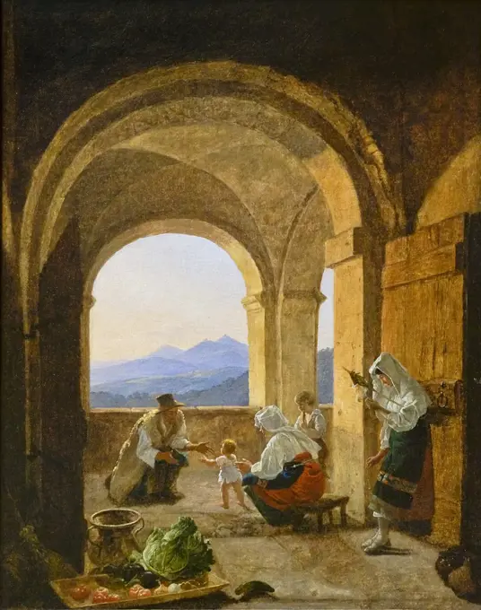 First Steps by Franz Ludwig Castle; oil on canvas; circa 1820 - 25