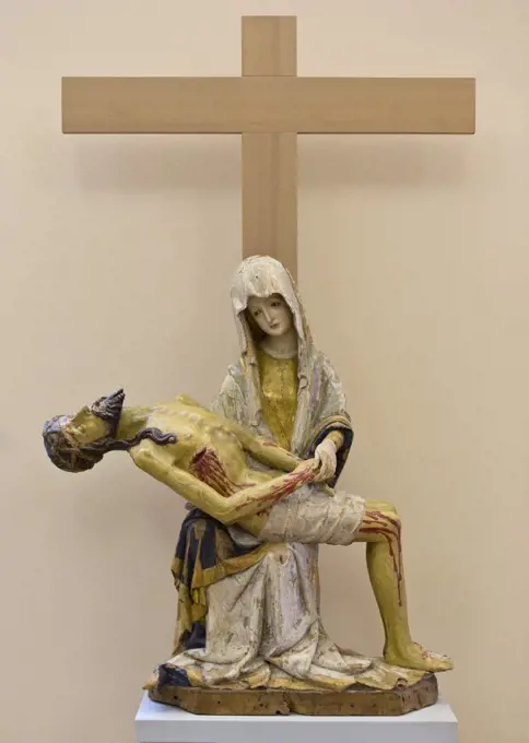 The Virgin with the Dead Christ. (Pieta). ( about 1435; Lindenholz; original version from Braunau. The cross is a modern addition)