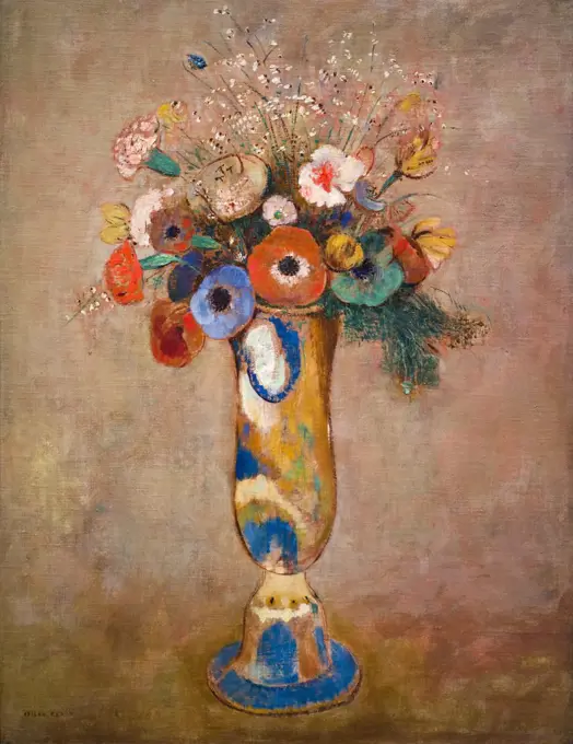 Wildflowers in a Long Neck Vase c. 1912 Oil on canvas Odilon Redon; French; 1840-1916