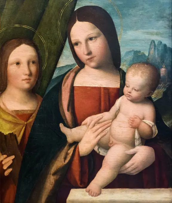 Madonna and Child with Saint Catherine of Alexandria; 1510-15 Tempera and oil on panel Niccolo Pisano Italian; Pisan and Ferrarese schools; active 1470-1538