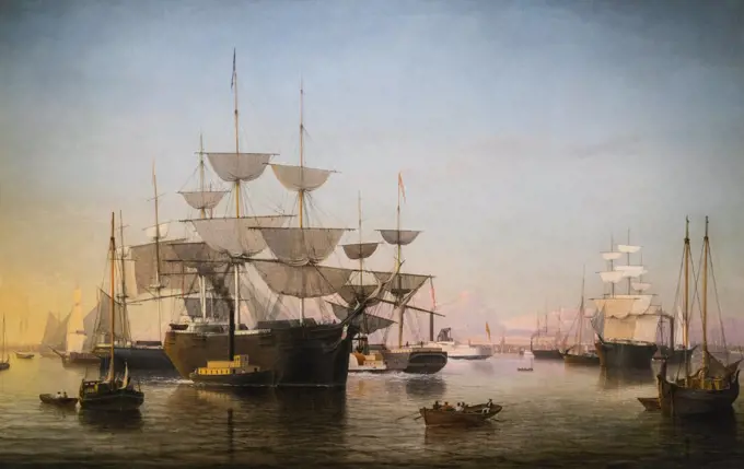 New York Harbor; 1850 Oil on canvas Fitz Henry Lane; American; 1804-1865