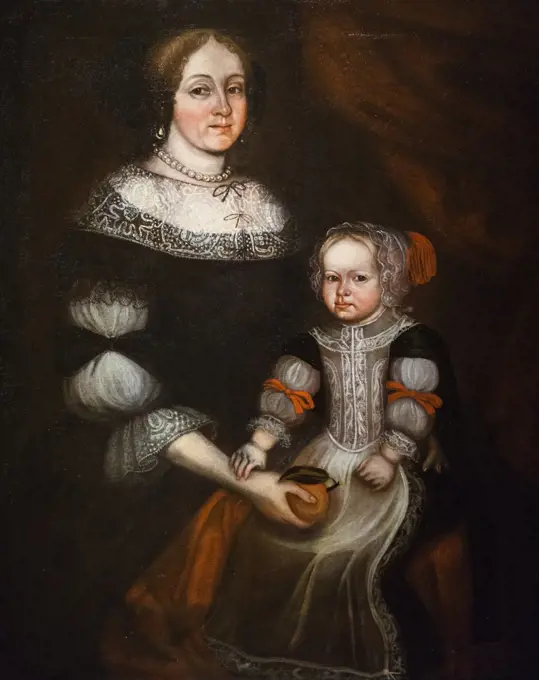 Mrs. Richard Patteshall Martha Woody and Child; 1679 Oil on canvas Thomas Smith American; about 1650-91