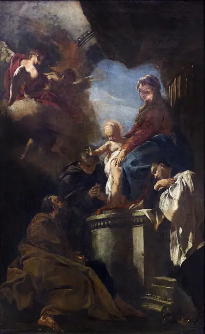 Enthroned Madonna and Child with Sts. Joseph Anthony of Padua and Francesco Borgia. 1725/30. (Federico Bencovich; 1677 To Dalmatia or Venice Gorz 1753)