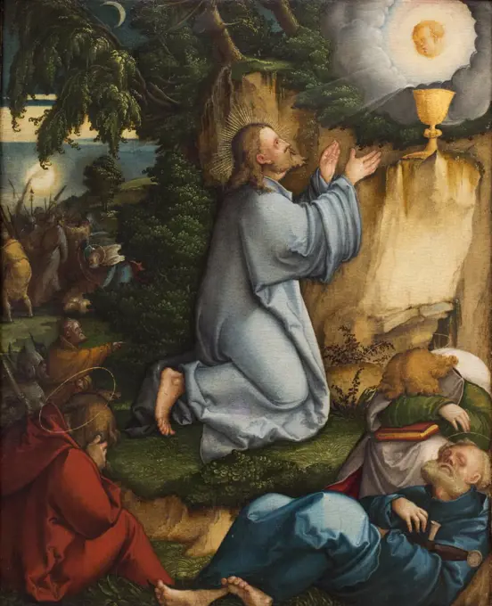 Christ on the Mount of Olives. (Master of Mebkirch; active around 1520-1550 in the Upper Rhine)